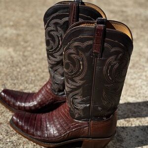 Lucchese Dark Brown and Maroon Western Boots